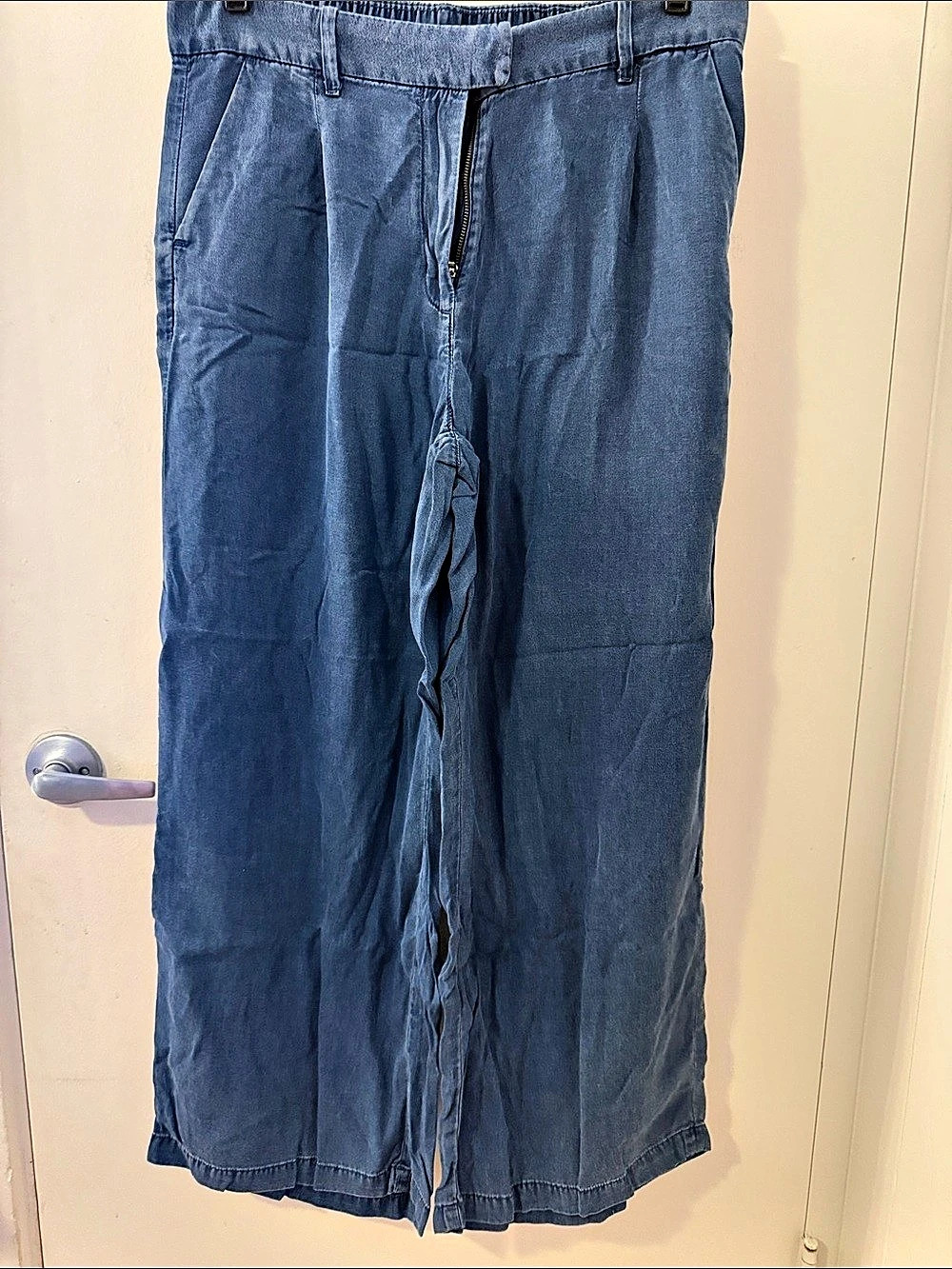 American Eagle Wide Leg Lyocell Pants in Blue Size 12 Like New